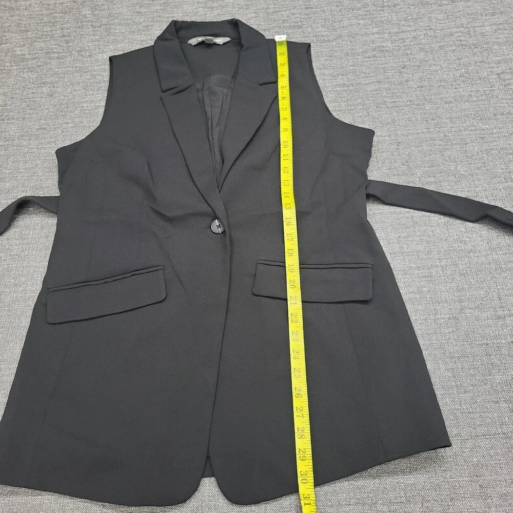 Kate & Mallory Womens Black Dressy Work Office Business Casual Vest Size L